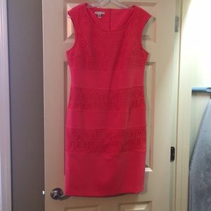 London Style Coral sleeveless sheath, size 12